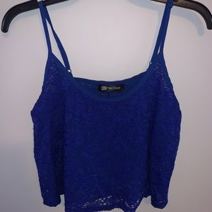 Blue cropped tank top!!